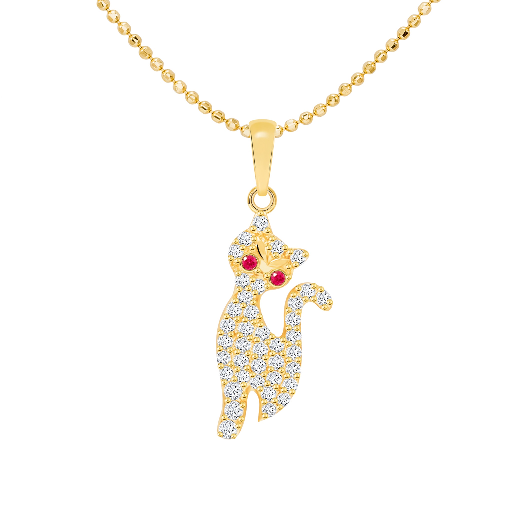 14k Gold Lovely Cat Pendant (JP6362)