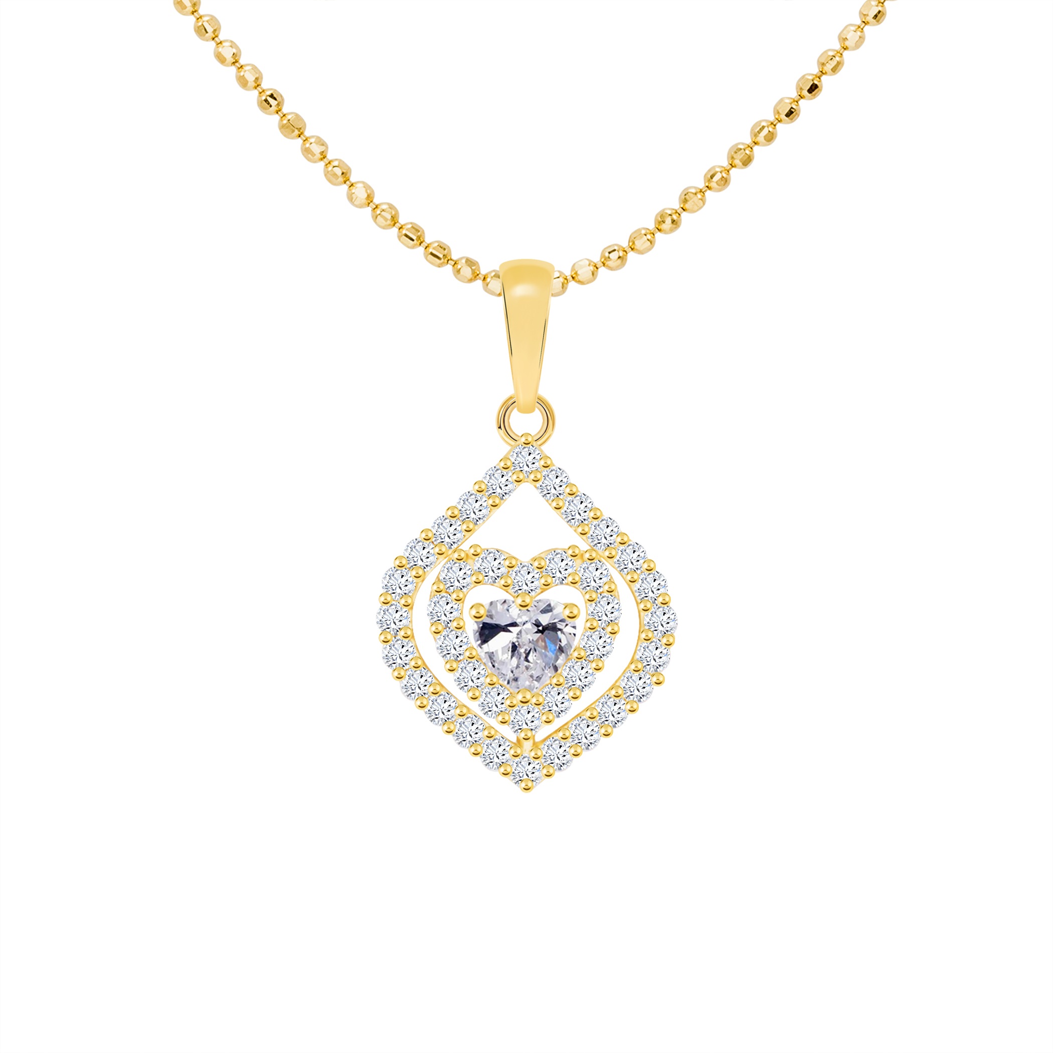 14k Gold Shining Heart Pendant (JP6499)