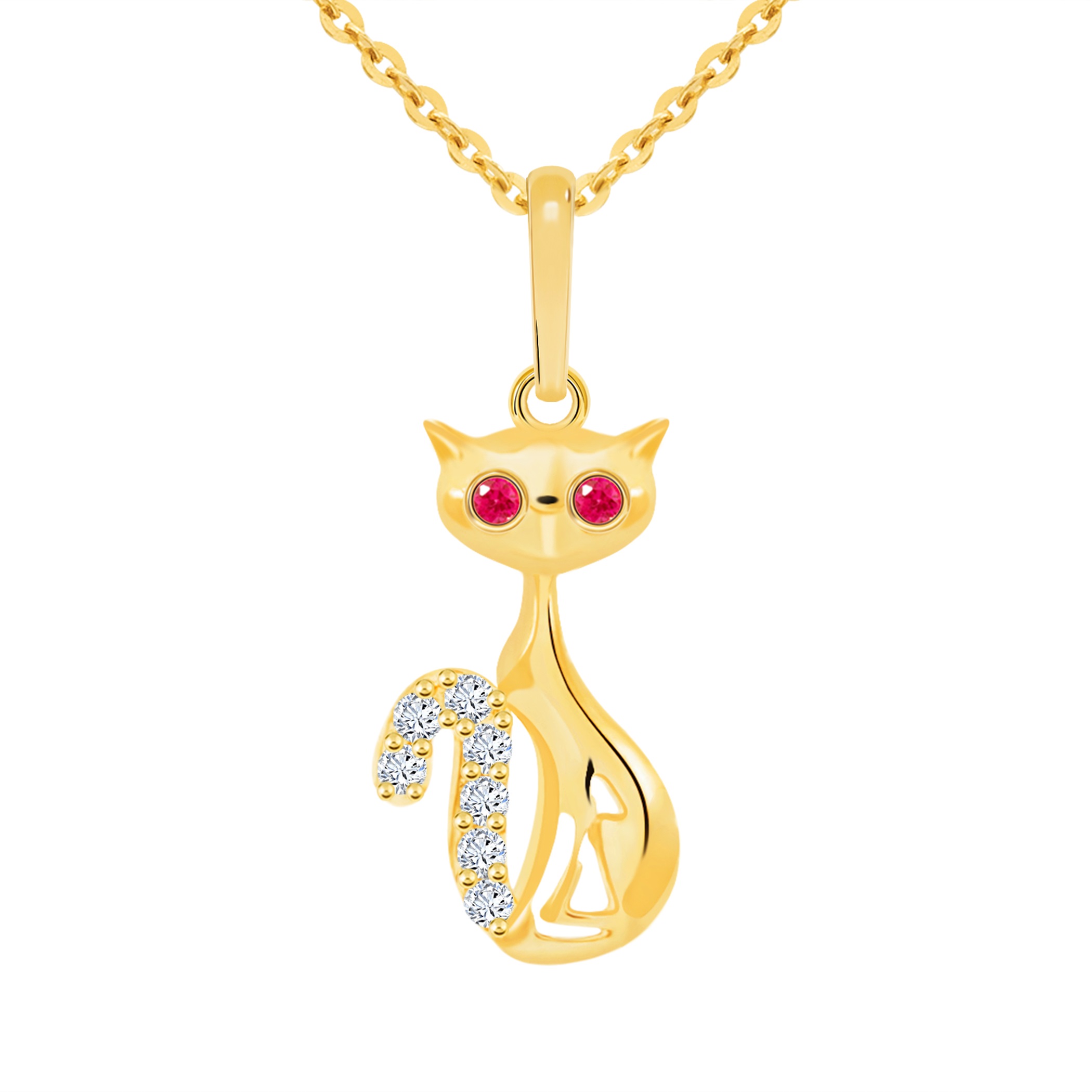 14k Gold I Love My Cat Pendant (JP6538)